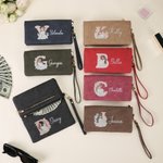 Personalized Cartoon Mom and Baby Hugging PU Leather Clutch Wristlet Wallet with Name and Initial Travel Essential Daily Use Mother's Day Gift for Mom