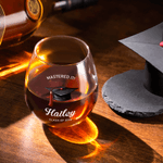 Personalized Flower Graduation Cap 15 oz Stemless Wine Glass with Name Text Year Home Bar Treat Graduation Party Gift for Graduates