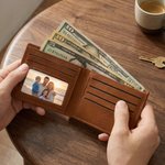 Personalized Treasure's Rest Skeleton Portable PU Leather Wallet with Name Anniversary Birthday Father's Day Gift for Men