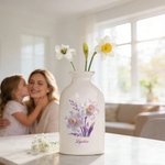 Personlig Glitter Födelseblomma Keramisk vas med namn Heminredning Födelsedag Mors dag Present till mamma mormor