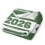 Personalized Multicolor Graduation Hat Soft Fleece Blanket with Year School Name and Warm Text Class of 2026 Gift for Graduate