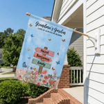 Personalized Floral Butterfly Garden Flag with Name and Text Outdoor Yard Porch Decor Birthday Mother's Day Spring Gift for Family Grandma Mom