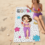 Serviette de plage surdimensionnée à séchage rapide personnalisée avec nom Activités de plein air Fête de la plage Cadeau pour femmes Famille Besties