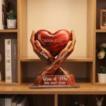 Personalised Intertwined Hands Heart Acrylic Ornament with Names and Date Desk Decor Anniversary Valentine's Day Gift for Couple