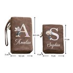 Portefeuille en cuir plié avec nom et fentes pour cartes multiples Cadeau d'anniversaire pour femmes
