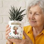 Spersonalizowana ceramiczna doniczka z imieniem i bambusową tacą z postacią babci z kreskówki Prezent na Dzień Matki dla mamy i babci