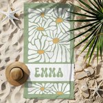 Asciugamano da spiaggia personalizzato con stampa a margherita, morbido e ad asciugatura rapida, con nome, viaggio, vacanza estiva, regalo di compleanno essenziale per donne e ragazze.