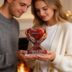 Personalised Intertwined Hands Heart Acrylic Ornament with Names and Date Desk Decor Anniversary Valentine's Day Gift for Couple