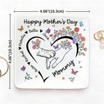 Personalized Paw Hands Flower Butterfly Heart Ceramic Trinket Jewelry Dish with 1-5 Names Mother's Day Birthday Gift for Mom Grandma