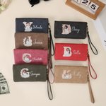 Personalized Cartoon Mom and Baby Hugging PU Leather Clutch Wristlet Wallet with Name and Initial Travel Essential Daily Use Mother's Day Gift for Mom