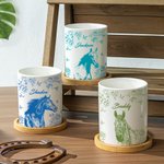 Maceta de cerámica personalizada con retrato de caballo, base de bambú y nombre Regalo de cumpleaños para propietario amante de los caballos