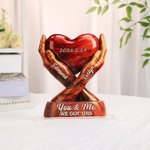 Personalised Intertwined Hands Heart Acrylic Ornament with Names and Date Desk Decor Anniversary Valentine's Day Gift for Couple