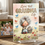 Personlig akvarell mormor tecknad karaktär akrylplatta med namn heminredning mors dag födelsedagspresent till mormor