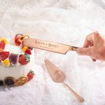 Gepersonaliseerd doodskop taartmes en taartschep set met gegraveerde namen en datum bruiloft bruids douche cadeau voor echtpaar