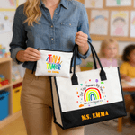 Personalisierte Tiny Human's Tamer Große Kapazität Tote Tasche Tragbare Make-up Tasche mit Namen Tägliche Verwendung Kindertagesstätte Vorschule Lehrer Tag Geschenk für Lehrer