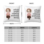 Personalized Cartoon Character Soft Throw Pillow Cover with 1-13 Names Home Decor Mother's Day Birthday Gift for Mom Grandma