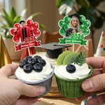 Personalisierte Multicolor Ballon Foto Design Graduierung Cupcake Topper mit Namen und Jahr Party Supplies Graduierung Zeremonie Geschenk für Absolventen
