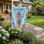 Personalized Floral Butterfly Garden Flag with Name and Text Outdoor Yard Porch Decor Birthday Mother's Day Spring Gift for Family Grandma Mom