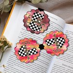 Personalised Pink-Gold Style Checkered Initial Magnetic Bookmark Clip with Name Book Club Birthday Gift for Reading Lovers Bookworms