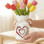 Personlig keramisk vas med dubbla hjärtan med namn Mors dag Födelsedagspresent till mormor mamma