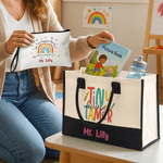 Personalisierte Tiny Human's Tamer Große Kapazität Tote Tasche Tragbare Make-up Tasche mit Namen Tägliche Verwendung Kindertagesstätte Vorschule Lehrer Tag Geschenk für Lehrer