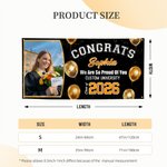 Personalized Congrats Photo Golden Balloon Graduation Banner with Name School Name and Year Party Decor Graduation Gift for Graduates