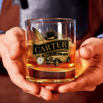 Personalisierte Retro Golden Age Style 10 oz Whiskey Glas mit Namen und Jahr Vatertag Geburtstag Geschenk für Männer