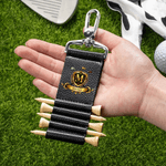 Personalized Golf Theme Name Initial Badge PU Leather Golf Tee Holder Bag Tag with 5 Pcs Bamboo Tees Birthday Gift for Golf Player