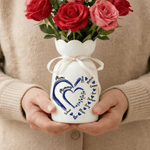 Personlig keramisk vas med dubbla hjärtan med namn Mors dag Födelsedagspresent till mormor mamma