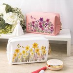 Personalisierte Multicolor Geburt Blume Schmetterling PU Leder Kosmetiktasche mit Namen und Reißverschluss Reisen Essentials Geburtstag Muttertag Geschenk für Frauen