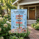 Personalized Floral Butterfly Garden Flag with Name and Text Outdoor Yard Porch Decor Birthday Mother's Day Spring Gift for Family Grandma Mom