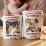 Personalised Multicolor Mom-Daughter Photo 11/15 oz Ceramic Coffee Mug with Text Daily Use Mother's Day Birthday Gift for Women