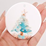 Personalisierte Ozean inspiriert Küsten Meer Weihnachtsbaum Ornament mit Namen Home Decor Weihnachtsgeschenk für Familie Freund Strandliebhaber