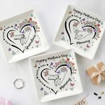 Personalized Paw Hands Flower Butterfly Heart Ceramic Trinket Jewelry Dish with 1-5 Names Mother's Day Birthday Gift for Mom Grandma