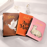 Personalised Multicolour Christian Pattern PU Leather Bible Book Cover with Name Zipper and Carry Handle Baptism Religious Holiday Gift for Christians