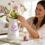 Personlig Glitter Födelseblomma Keramisk vas med namn Heminredning Födelsedag Mors dag Present till mamma mormor
