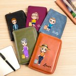 Personalized Cartoon Travel Character PU Leather Notebook Set with Pen Holder Trip Planner Daily Use Birthday Gift for Travel Lovers