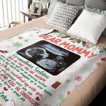 Personalized Multicolor Ultrasound Photo Soft Fleece Blanket with Name Pregnancy Room Decor Baby Shower Gift for Mom Grandmom