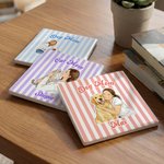Personalised Pet Photo Watecolor Stripe 11/15 oz Ceramic Mug with Names and Coaster Birthday Mother's Day Gift for Pet Lover Owner