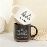Taza de cerámica de 12 oz con asa y nombre Personalizada Estilo Arte Lineal Diseño de Personaje de Perro Gato Regalo conmemorativo para Amigos Amantes de las Mascotas