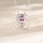 Personalisierte Hochlandkuh Geburtsstein Herz Halskette Minimalistischer Schmuck Geburtstag Muttertag Jahrestag Geschenk für Frau Mama