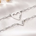 Personalised Heart Mom and Daughter Bracelets with Names Dainty Jewellery Set of 2 Mother's Day Birthday Gift for Mom Daughter