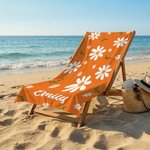 Telo mare personalizzato con margherita e nome, ad asciugatura rapida, morbido e sovradimensionato, perfetto per estate - Regalo per amici