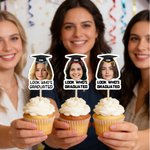 Personalisierte Graduierung Kappe Gesicht Foto Cupcake Topper mit Text Graduierung Party Geschenk für Absolventen