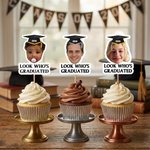 Personalisierte Graduierung Kappe Gesicht Foto Cupcake Topper mit Text Graduierung Party Geschenk für Absolventen