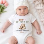 Personalised Cute Cartoon Animal Our 1st Mother's Day 100% Cotton Babysuit Kid's T-shirt with Name Baby Shower Birthday Gift for Baby Kid