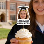 Personalisierte Graduierung Kappe Gesicht Foto Cupcake Topper mit Text Graduierung Party Geschenk für Absolventen