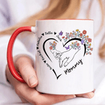 Personalized Heart Birth Flower Pet Pattern 11 oz 15 oz Ceramic Coffee Mug with 2-6 Names and Coaster Mother's Day Birthday Gift for Mom Grandma