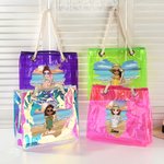 Sac Fourre-Tout Personnalisé avec Nom et Fille de Dessin Animé Sac Transparent Holographique Cadeau d'Anniversaire pour Femmes Filles