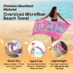 Toalla de playa personalizada con letras florales de gran tamaño y secado rápido con nombre Actividades al aire libre Fiesta en la playa Regalo de cumpleaños para mujeres Familia